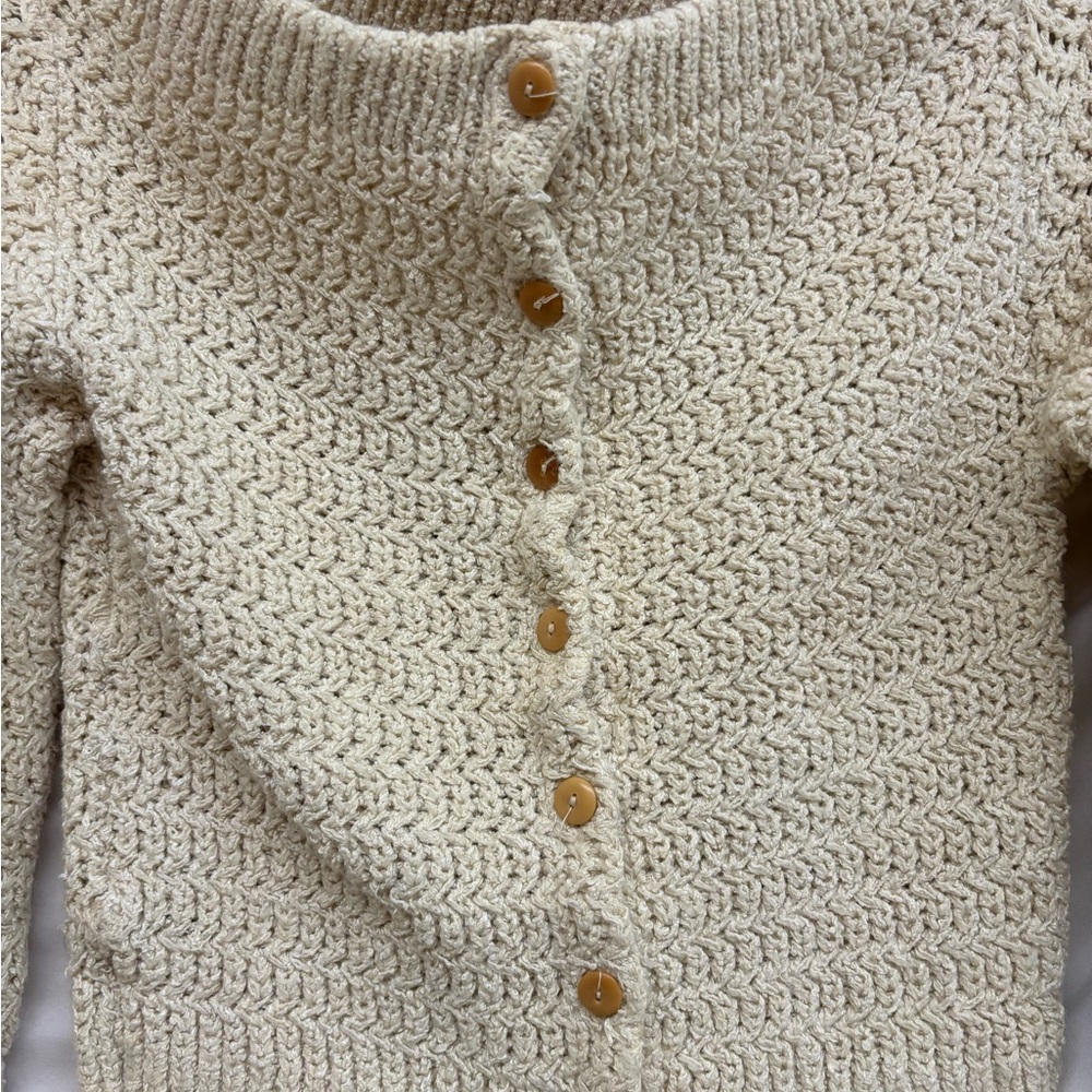 Bill Atkinson glen of Michigan sweater size xs knit cream chunky vintage - Picture 5 of 5